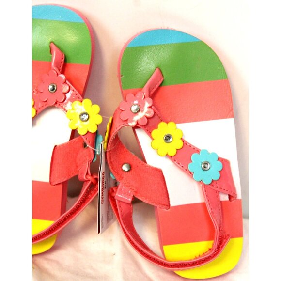 2009 Gymboree Happy Rainbow Sandals Shoes sz 5/6 Blue Dots Yellow Straps Rhinest - Picture 3 of 4